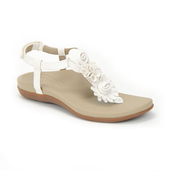 Aetrex Women's Charli Thong Sandals White Sandals UK 1632-820